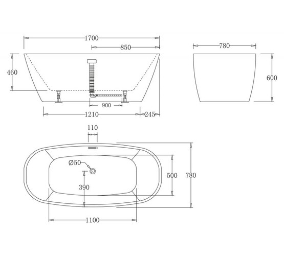 Акриловая ванна BelBagno BB72-1700 170x78