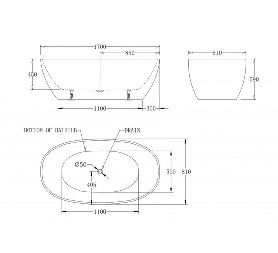 Акриловая ванна BelBagno BB81-1700 170x81