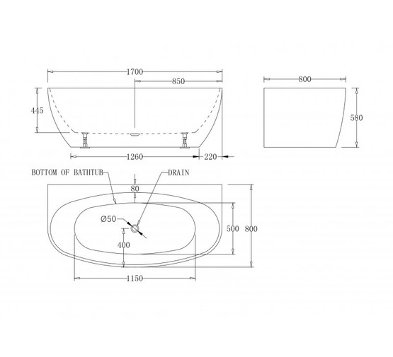 Акриловая ванна BelBagno BB83-1700 170x80