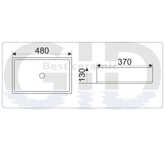 Раковина накладная GID 9103 48 см