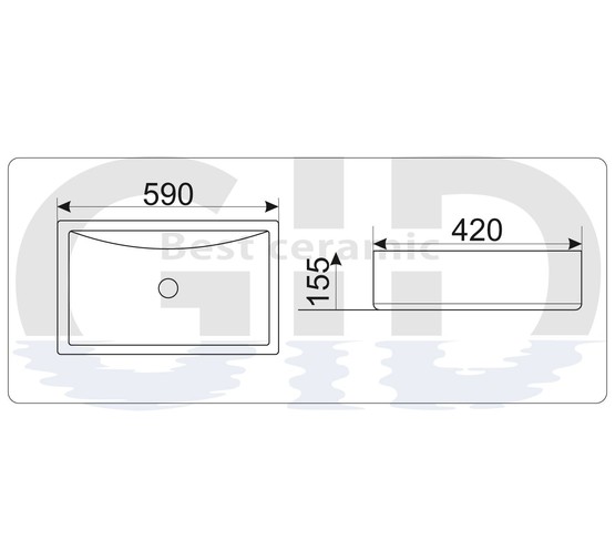 Раковина накладная GID 9121 59 см