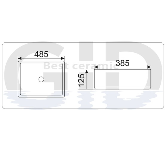 Раковина накладная GID 9132 49 см