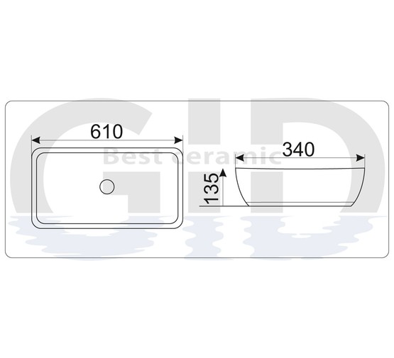 Раковина накладная GID 9217 61 см