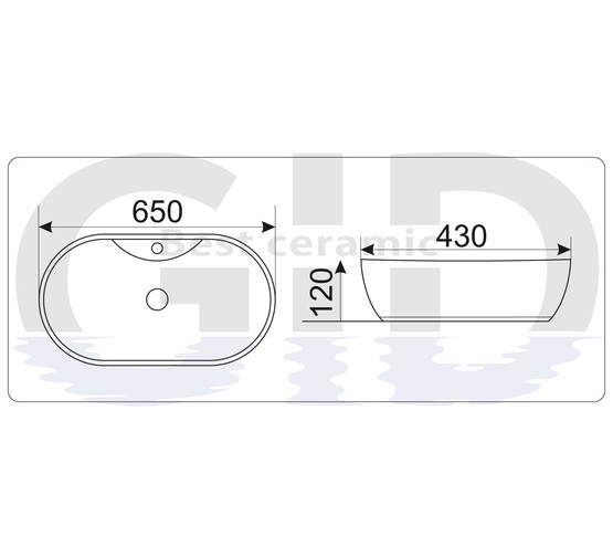 Раковина накладная GID 9438 65 см