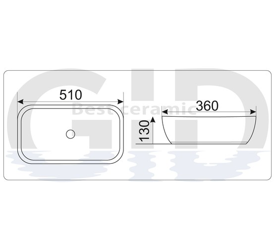 Раковина накладная GID 9447 51 см