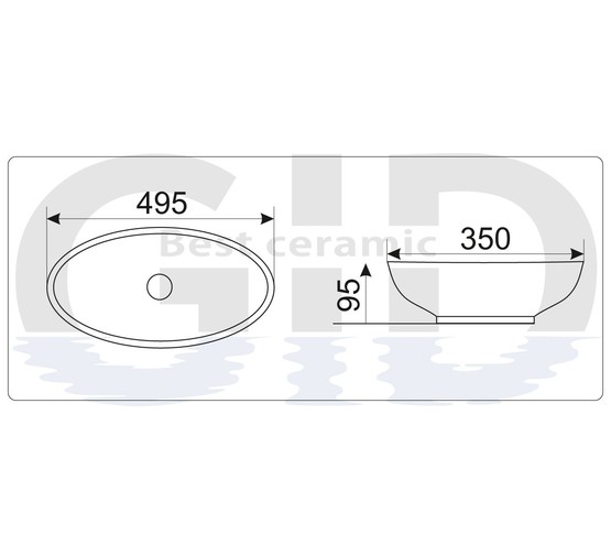 Раковина накладная GID 9022 50 см