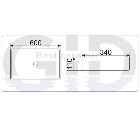 Раковина накладная GID 9396 60 см