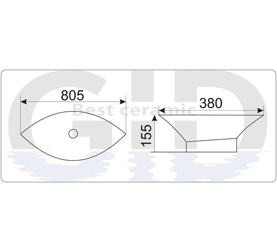 Раковина накладная GID TR4048 81 см