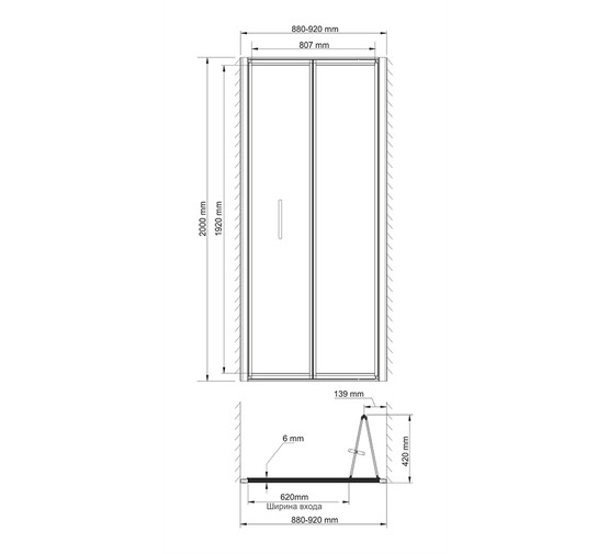 Душевая дверь Wasserkraft Weser 78F04 90 хром,прозр.стекло 