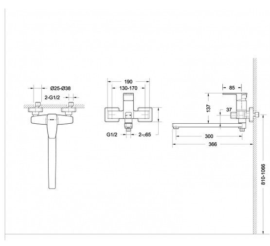 Смеситель для ванны Bravat Riffle F672106C-L