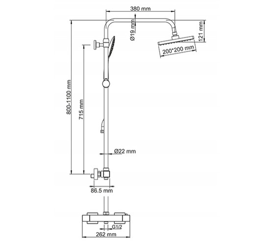 Душевая система Wasserkraft Thermo A15502 со смесителем хром