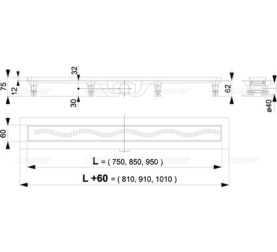 Водоотводящий желоб Alcaplast Simple APZ8 550 с решеткой 