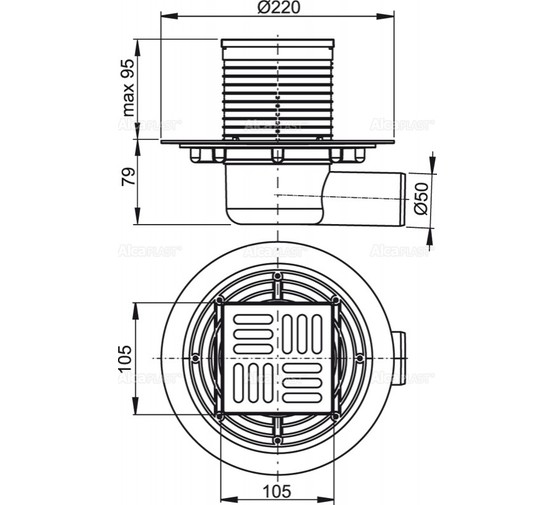 Трап сливной Alcaplast APV101 10,5 см горизонтальный