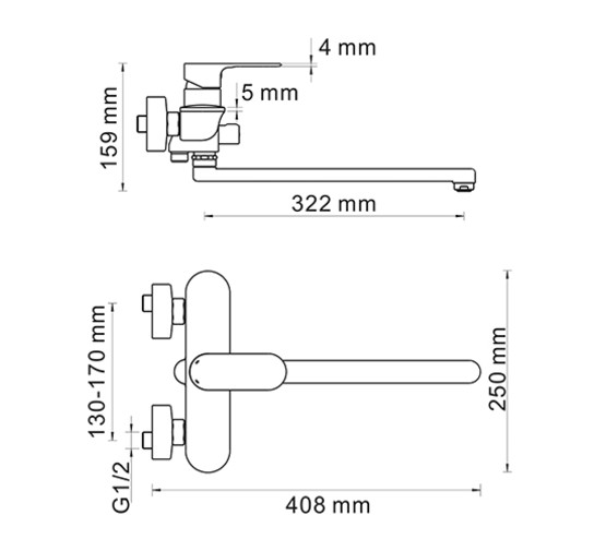 Смеситель для ванны Wasserkraft Dinkel 5802L