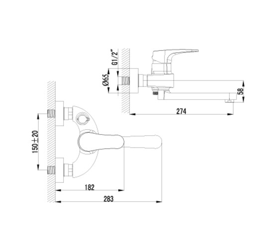 Смеситель для ванны Lemark Shift LM4314C