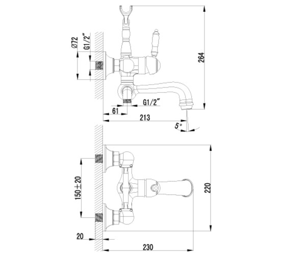 Смеситель для ванны Lemark Villa LM4812B бронза