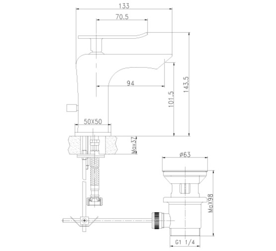 Смеситель для раковины Lemark Contest LM5806CW с донным клапаном белый/хром