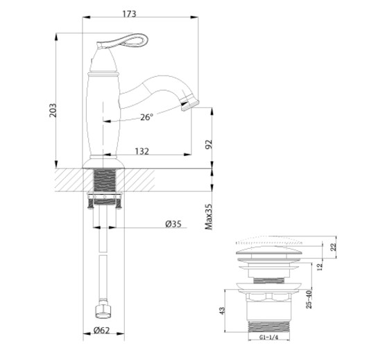 Смеситель для раковины Lemark Prime LM6106BRG с донным клапаном черный/розовое золото