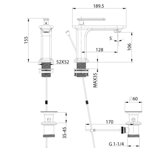 Смеситель для раковины Lemark Mista LM6406WG с донным клапаном белый/золото