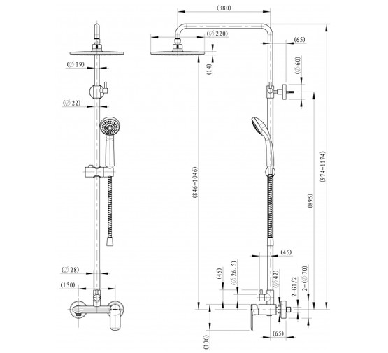 Душевая система Bravat Opal-R F9125183CP-A2-RUS со смесителем хром