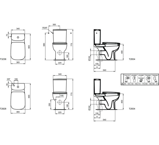 Унитаз компакт Ideal Standart Esedra T283401 дюропласт 