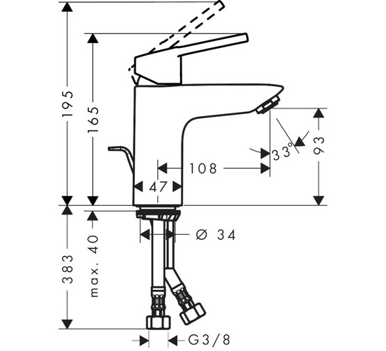 Смеситель для раковины HANSGROHE Logis Loop 100 71151000 с  д/к