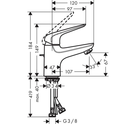 Смеситель для раковины HANSGROHE Novus 70 71020000 с  д/к