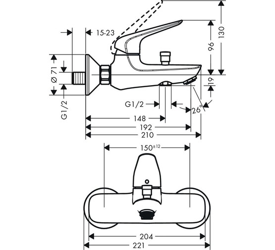 Смеситель для ванны HANSGROHE Novus 71040000