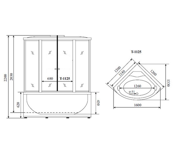 Душевая кабина Timo Standart T-1125 1200x1200 хром матовый, тониров.стекло 