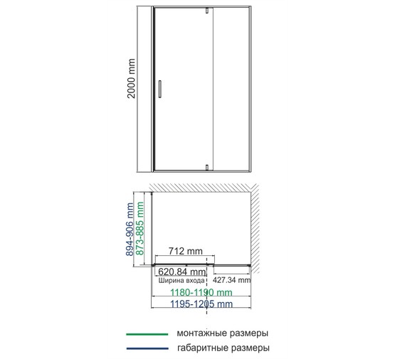 Душевой угол Wasserkraft Elbe 74P07 1200x900 черный, прозр.стекло 