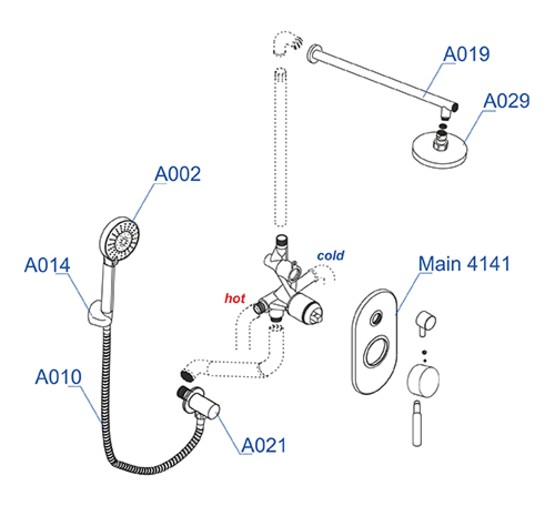 Душевая система Wasserkraft  Main A14129 со смесителем хром
