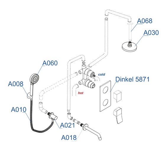 Душевая система Wasserkraft  Dinkel А175868 со смесителем хром