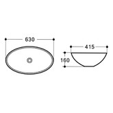 Раковина накладная CeramaLux D1104 63 см