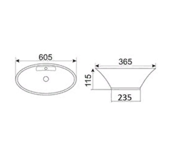 Раковина накладная CeramaLux 9398 61 см