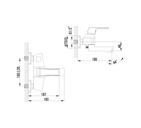 Смеситель для ванны Lemark Unit LM4514C