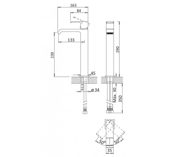 Смеситель для раковины Cezares Porta LC-01-W0 хром