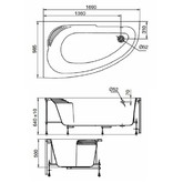 Акриловая ванна Roca MERIDA 170x100 правая