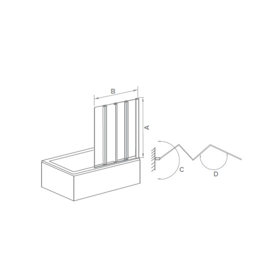 Шторка для ванны Good Door Screen GR4-100-G-WE 1000х1400 белый, рифленое стекло