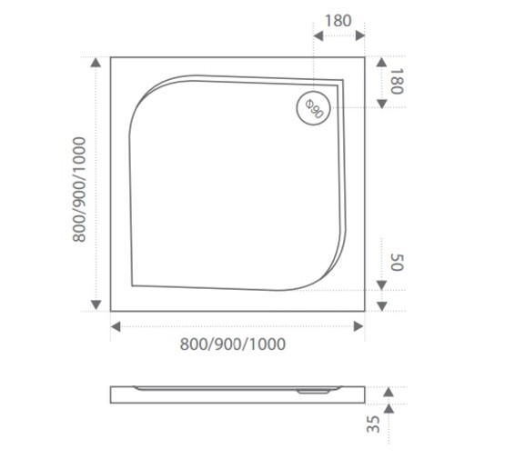 Душевой поддон Good Door Квадро 1000x1000 литьевой мрамор