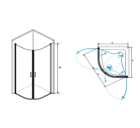 Душевой угол RGW Leipzig LE-54 900x900 хром,прозр.стекло 