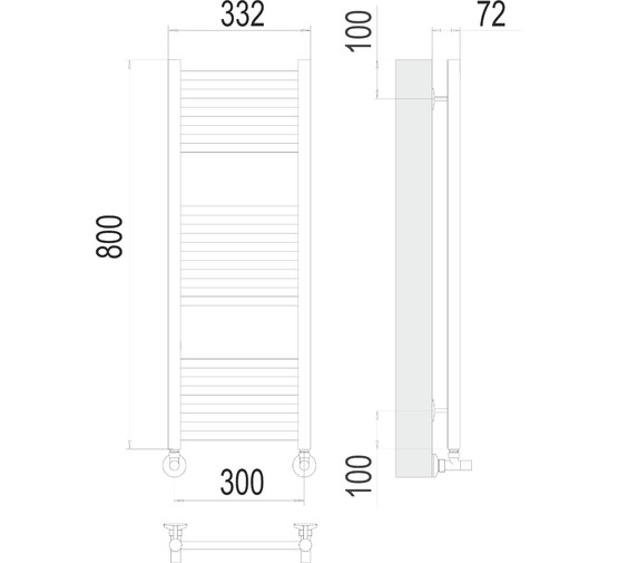 Полотенцесушитель водяной Terminus Аврора 300x800 П16  5-6-5