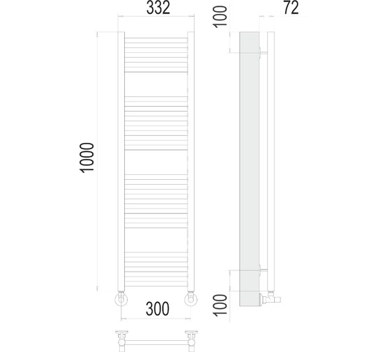 Полотенцесушитель водяной Terminus Аврора 300x1000 П20  4-6-6-4