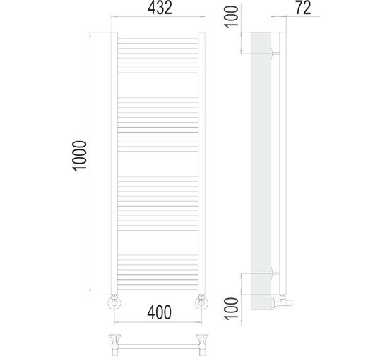 Полотенцесушитель водяной Terminus Аврора 400x1000 П20  4-6-6-4