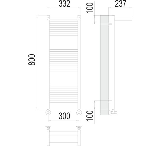 Полотенцесушитель водяной Terminus Аврора с полкой 300x800 П16 5-6-5