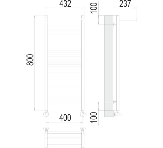 Полотенцесушитель водяной Terminus Аврора с полкой 400x800 П16 5-6-5