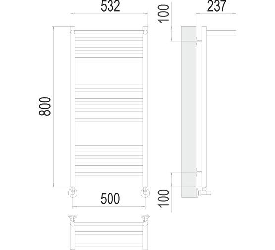 Полотенцесушитель водяной Terminus Аврора с полкой 500x800 П16 5-6-5