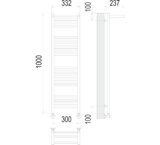 Полотенцесушитель водяной Terminus Аврора с полкой 300x1000 П20 4-6-6-4