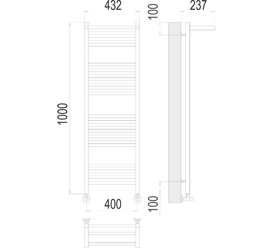 Полотенцесушитель водяной Terminus Аврора с полкой 400x1000 П20 4-6-6-4