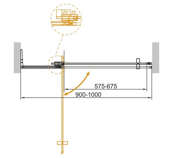 Душевая дверь Cezares SLIDER-B-1 90 хром, прозрачное стекло 