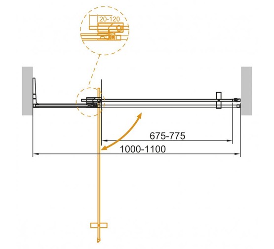 Душевая дверь Cezares SLIDER-B-1 100 хром прозрачное стекло 